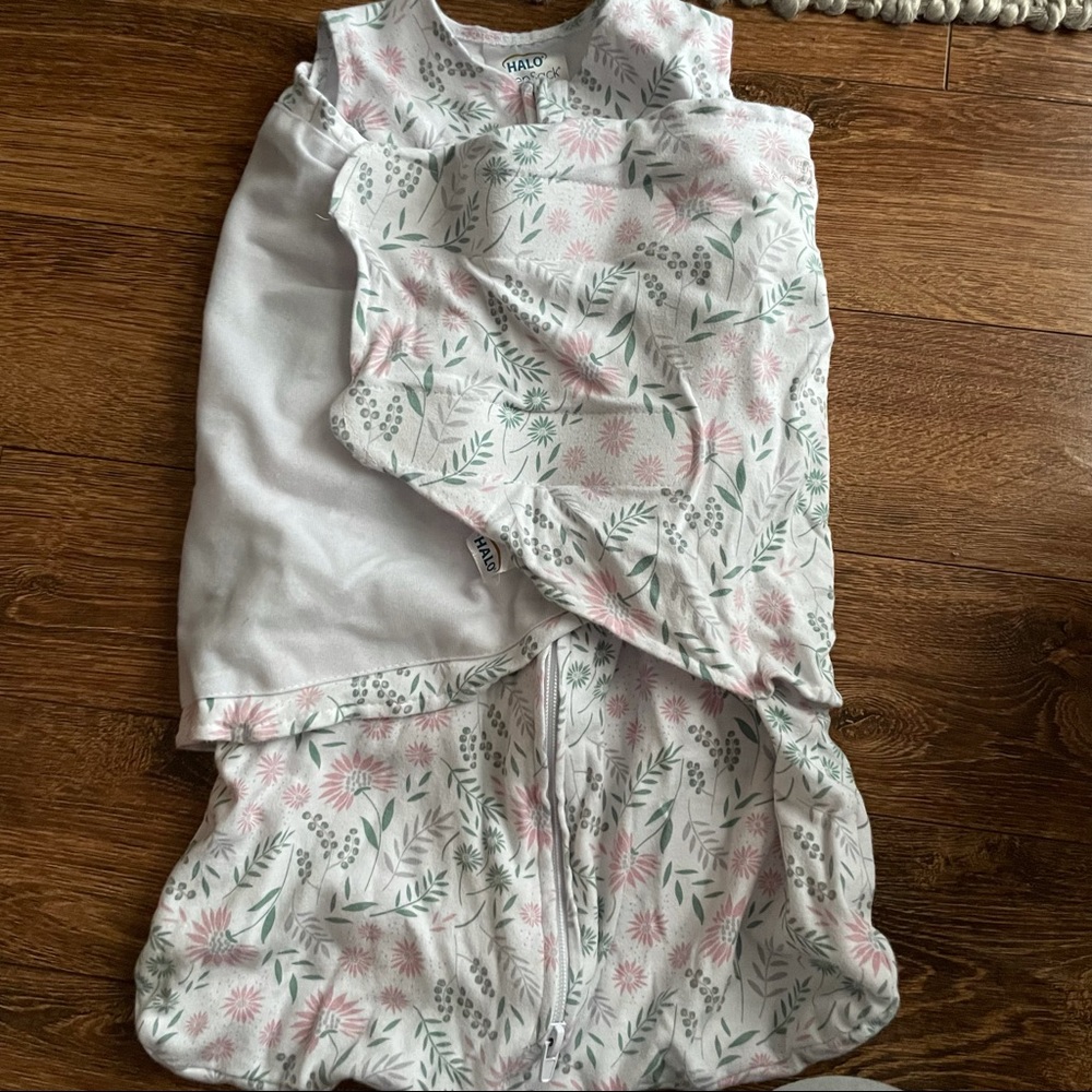 Baby Girl Newborn 3 way HALO sleep swaddle in print WILDFLOWER 100% Cotton